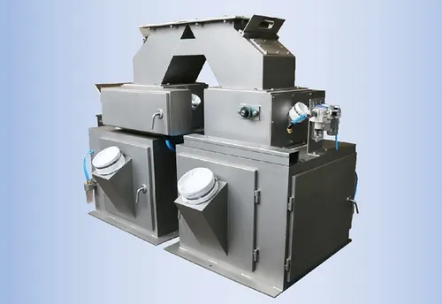 Dual scale net weigher (gravity feed weigher with two weigh hoppers)
